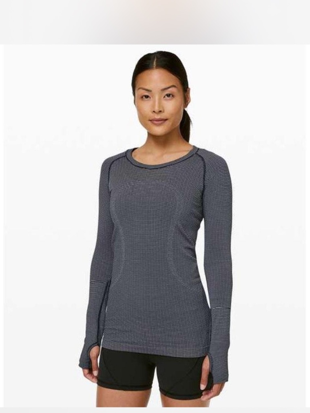 Lululemon run swiftly gray black long sleeve top 8